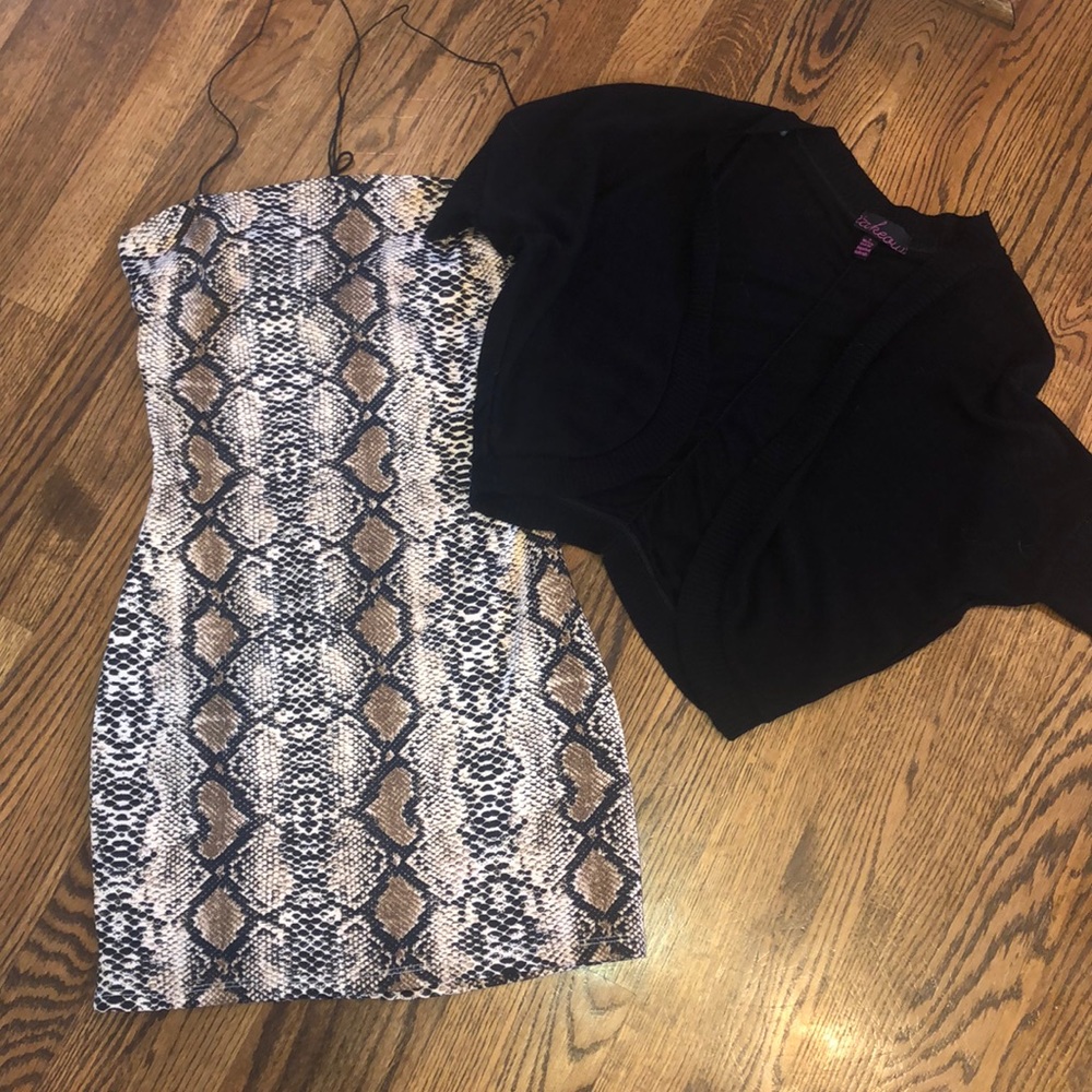 Snakeskin dress with shirt shawl
